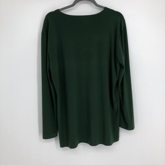 Norma Kamali Forest Green Long Sleeve Boat Neck Raw Hem Blouse XS - Picture 2 of 14